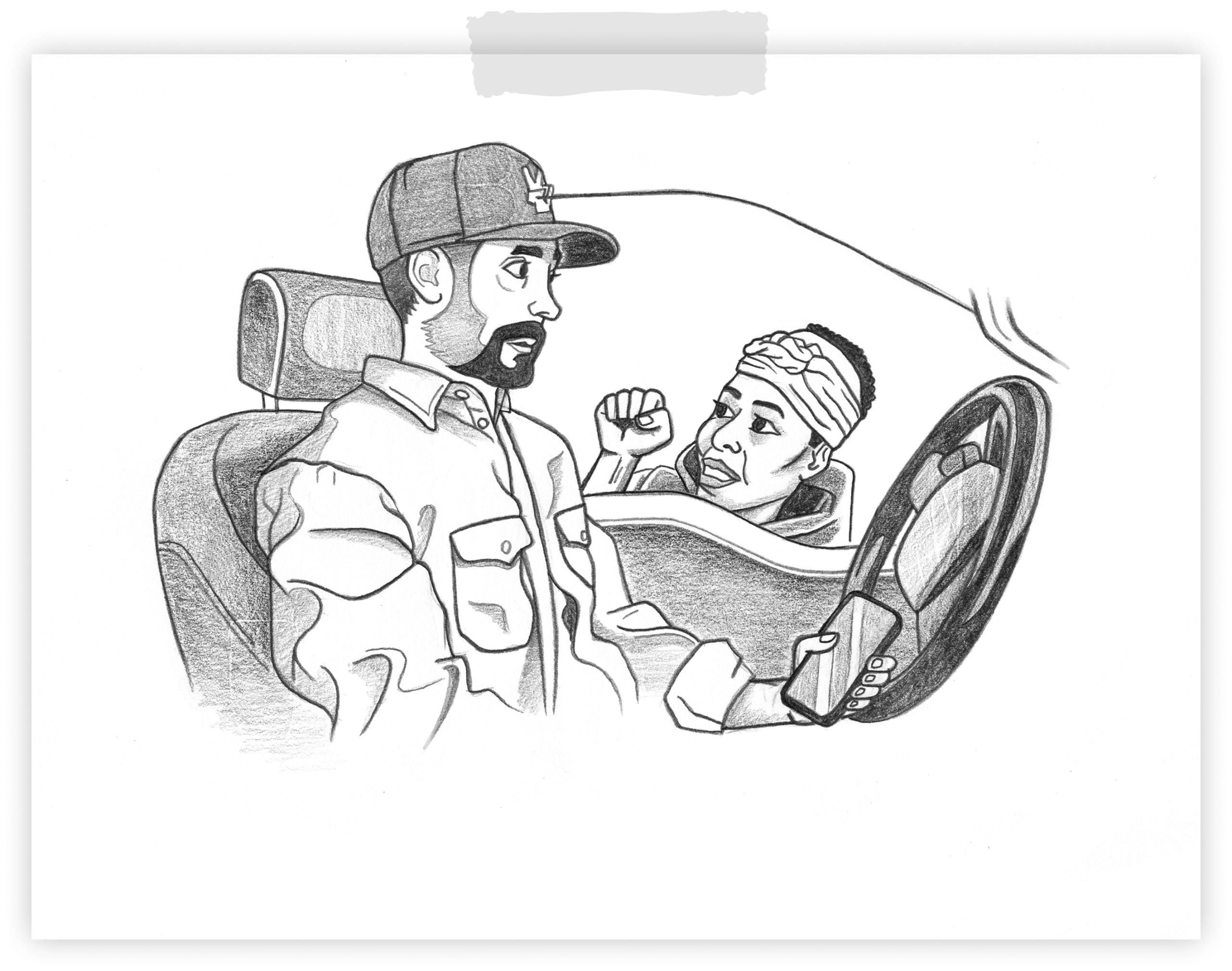 Pace in car with Mattie